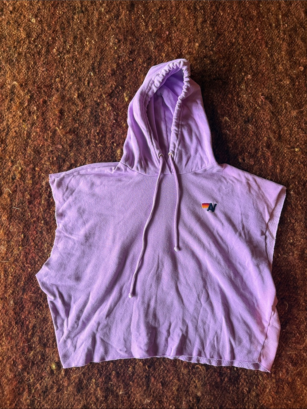 Aviator Nation Lilac Sleeveless Hoodie with Chest Logo